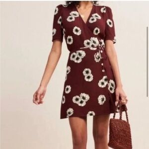 Rouje Burgundy and White Floral Gabinette Dress